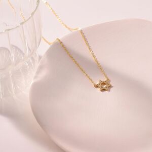Gold Diamond CZ Star of David Necklace Jewish Faith Pendant Religious Jewelry